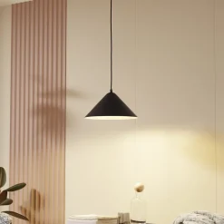 hængelampe Clarine, sort/hvid, Ø 32 cm, metal^Lindby