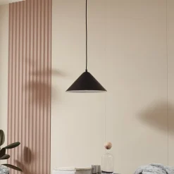 hængelampe Clarine, sort/hvid, Ø 32 cm, metal^Lindby