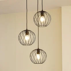 Lindby hængelampe Danika, rund, Ø 50 cm, sort, metal