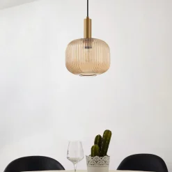 hængelampe Doroteo, 25 cm, 1 lyskilde, ravfarvet, glas^Lindby