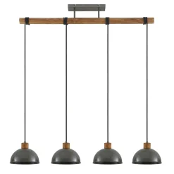 hængelampe Durbis, 116 cm, 4 lyskilder, grå, træ, E27^Lindby Online
