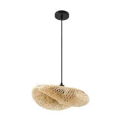 hængelampe Eleane, bambus, natur, længde 50 cm, E27^Lindby Online
