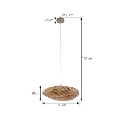 hængelampe Eleane, bambus, natur, Ø 50 cm^Lindby New