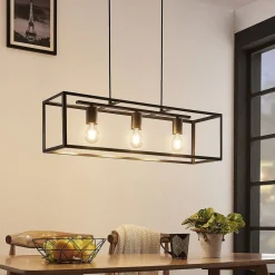 Lindby hængelampe Emily, 72 cm, sort, 3 lyskilder, metal