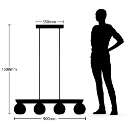 hængelampe Enrique, smoke, 4 lyskilder, glas, træ, E27^Lindby Discount