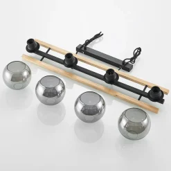 hængelampe Enrique, smoke, 4 lyskilder, glas, træ, E27^Lindby Discount