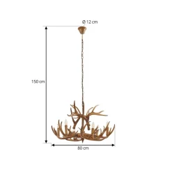 hængelampe Fibi, brun, gevir, 6 lyskilder E14^Lindby Hot