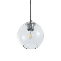 Lindby hængelampe Firano, 110 cm, 3 lyskilder, antracit, glas