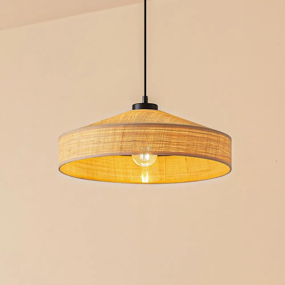 Lindby Pendellamper|Pendellamper>Hængelampe Haldor, hør, vævet, natur, Ø 40 cm