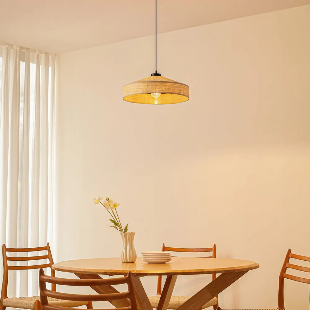 Lindby Pendellamper|Pendellamper>Hængelampe Haldor, hør, vævet, natur, Ø 40 cm