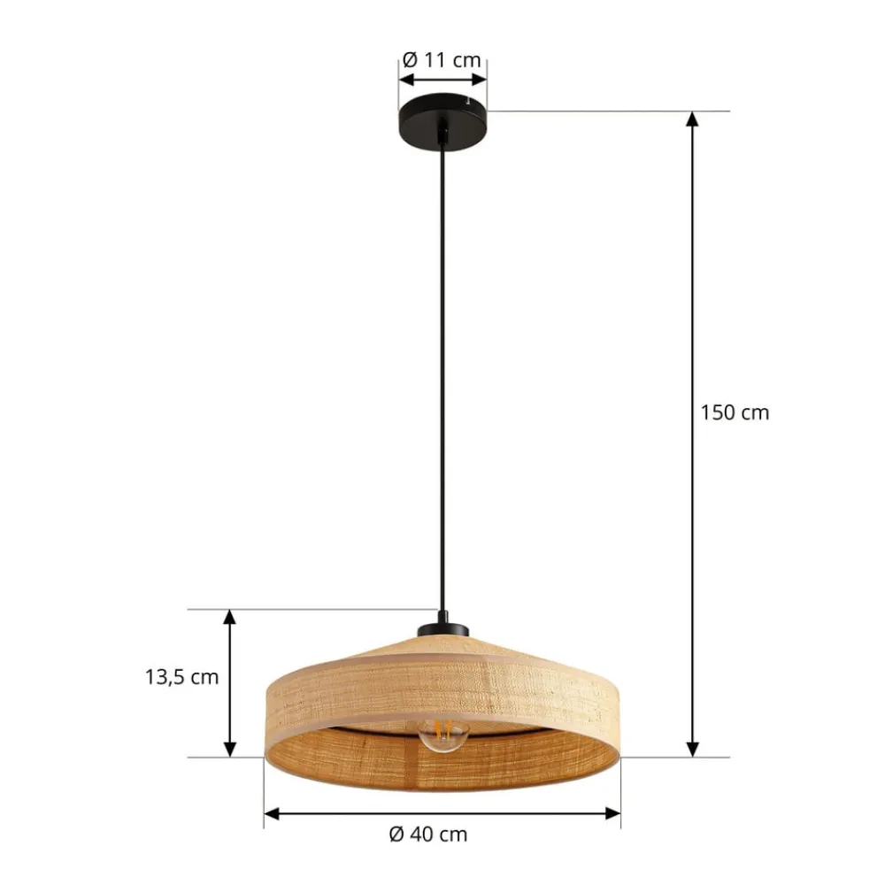 Lindby Pendellamper|Pendellamper>Hængelampe Haldor, hør, vævet, natur, Ø 40 cm