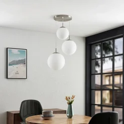 hængelampe Heleska, hvid, glas, 3 lyskilder, Ø 47cm^Lindby