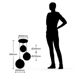 hængelampe Heleska, hvid, glas, 3 lyskilder, Ø 47cm^Lindby