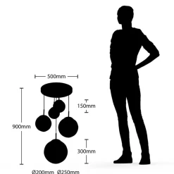 hængelampe Heleska, hvid, glas, 5 lyskilder, Ø 50 cm^Lindby Hot