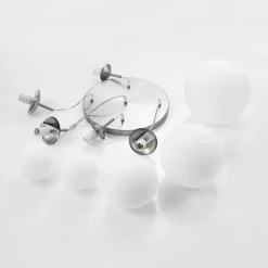 hængelampe Heleska, hvid, glas, 5 lyskilder, Ø 50 cm^Lindby Hot