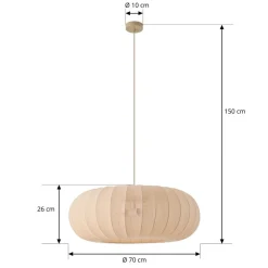 Lindby Hængelampe Helin, beige, Ø 70 cm, tekstil, 3 x E27