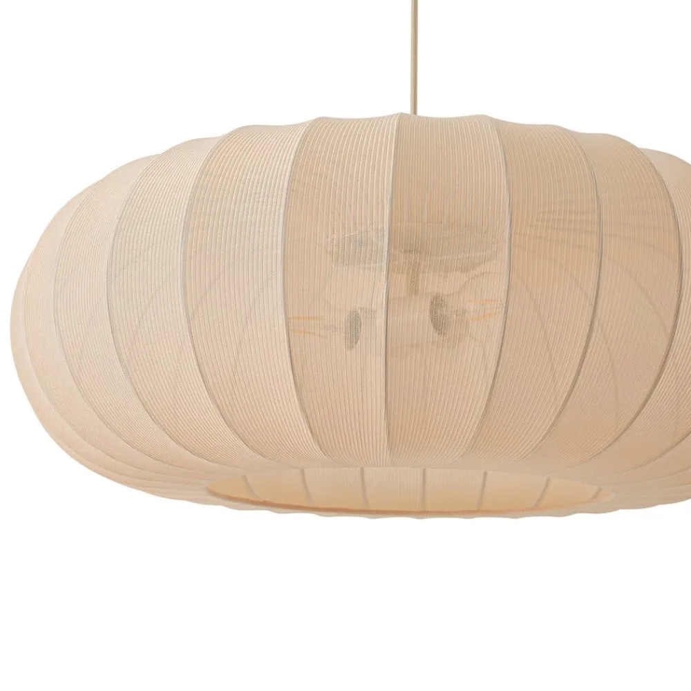 Lindby Hængelampe Helin, beige, Ø 70 cm, tekstil, 3 x E27