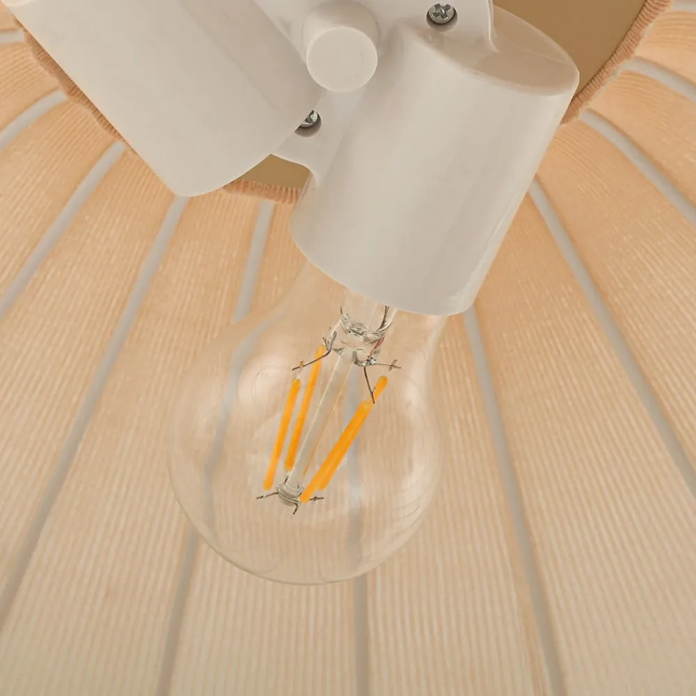 Lindby Hængelampe Helin, beige, Ø 70 cm, tekstil, 3 x E27