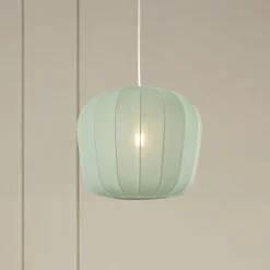 Lindby hængelampe Helin, blå, Ø 35 cm, stof