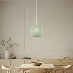 Lindby hængelampe Helin, blå, Ø 35 cm, stof