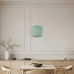 Lindby hængelampe Helin, blå, Ø 35 cm, stof