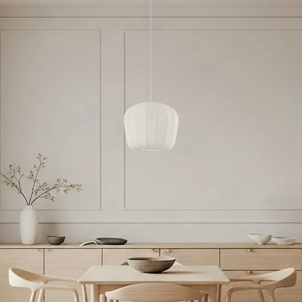 hængelampe Helin, hvid, Ø 35 cm, stof^Lindby Clearance