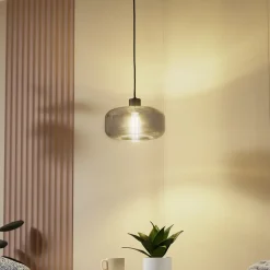 hængelampe Hildur, Ø 28,5 cm, 1 lyskilde, grå, glas^Lindby