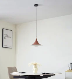 hængelampe Jarl, brun, metal, Ø 35 cm, G9^Lindby Online