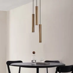 Lindby hængelampe Joffrey, Ø 24 cm, messing, 3 lyskilder, GU10