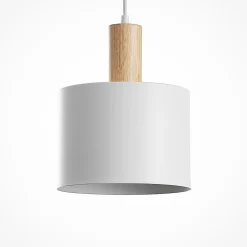 Lindby hængelampe Kadir, 73 cm, 3 lyskilder, hvid, træ