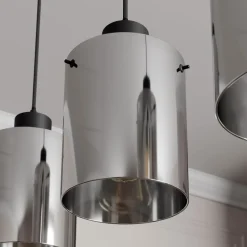 Lindby hængelampe Kourtney, 3 lyskilder, sort/grå, glas, E27