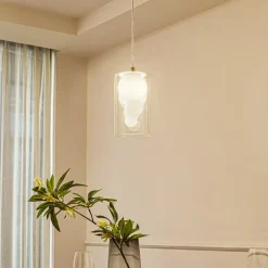 Lindby hængelampe Kupla, opal/klar, glas, 1 lyskilde, G9