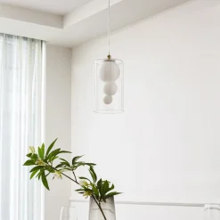 Lindby hængelampe Kupla, opal/klar, glas, 1 lyskilde, G9