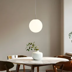 Lindby Pendellamper>hængelampe Marike, Ø 35 cm, hvid, glas, kugle, E27