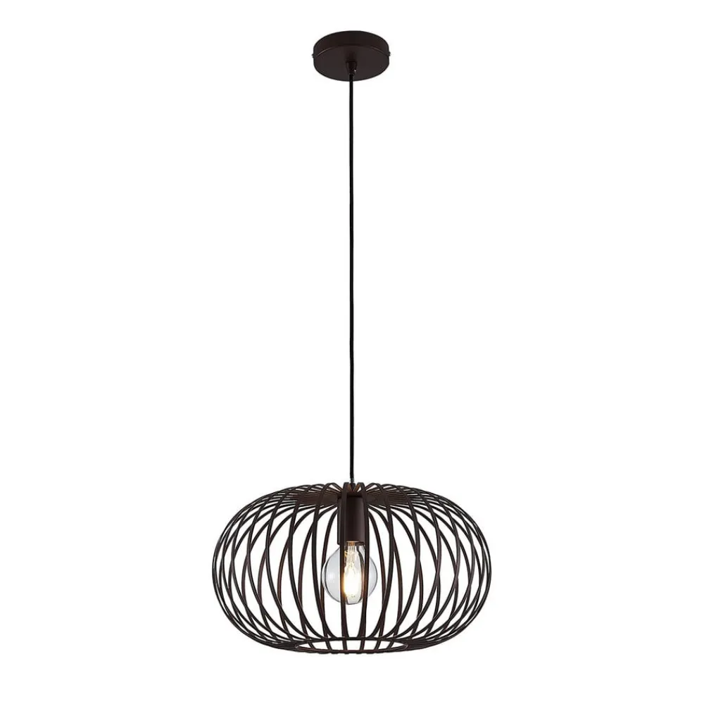 Lindby Gang|Pendellamper>hængelampe Nahele, brun, metal, Ø 40 cm, E27