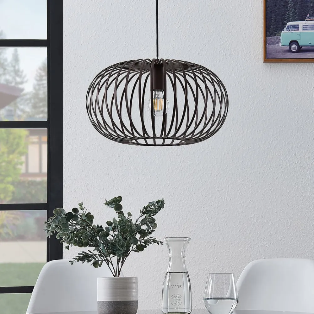 Lindby Gang|Pendellamper>hængelampe Nahele, brun, metal, Ø 40 cm, E27