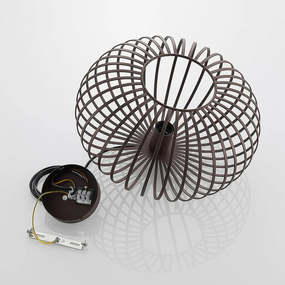 Lindby Gang|Pendellamper>hængelampe Nahele, brun, metal, Ø 40 cm, E27