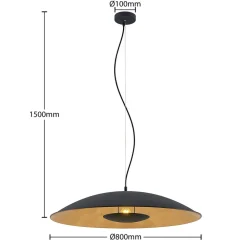 Lindby hængelampe Narisara, Ø 80 cm, E27, sort-guld