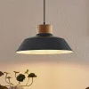 Lindby Pendellamper>hængelampe Nefeli, Ø 42 cm, sort, træ, metal
