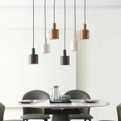 Lindby Pendellamper>hængelampe Ovelia, brun/kaffe/beige, 6 lyskilder, E27