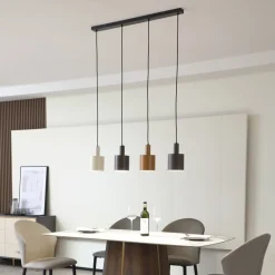 Lindby Pendellamper>hængelampe Ovelia, brun/kaffe/beige, 4 lyskilder, E27