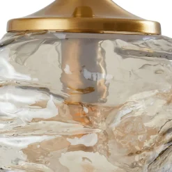 hængelampe Piatra, Ø25cm, 3 lyskilder, cognac/messing, glas^Lindby New