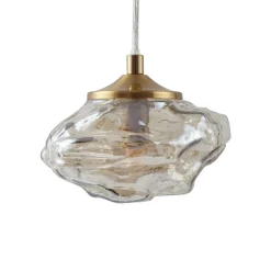 hængelampe Piatra, Ø45cm, 5 lyskilder, cognac/messing, glas^Lindby Outlet