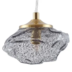 hængelampe Piatra, røg/messing, glas, Ø 16 cm, G9^Lindby Online