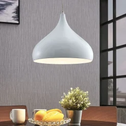 Lindby hængelampe Ritana, hvid, metal, Ø 31 cm, E27