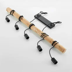 hængelampe Rom, 5 lyskilder, træ, reb, sort, 116 cm^Lindby Hot