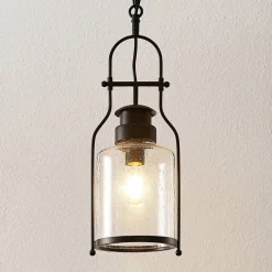 hængelampe Rozalie, sort, metal, lygte, 21cm^Lindby Outlet