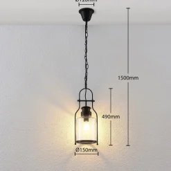 hængelampe Rozalie, sort, metal, lygte, 21cm^Lindby Outlet