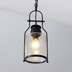 hængelampe Rozalie, sort, metal, lygte, 21cm^Lindby Outlet