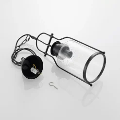 hængelampe Rozalie, sort, metal, lygte, 21cm^Lindby Outlet